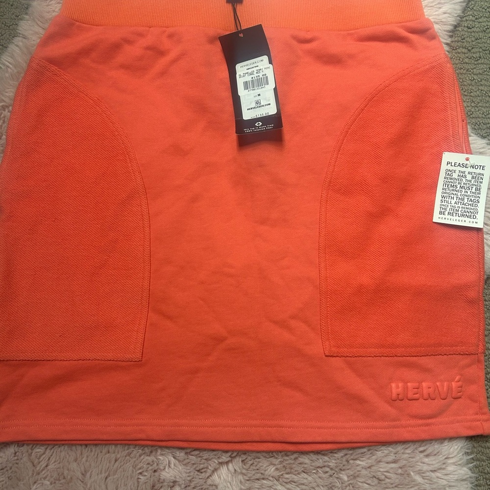 Herve Leger Orange Mini Pencil Skirt for Casual Wear